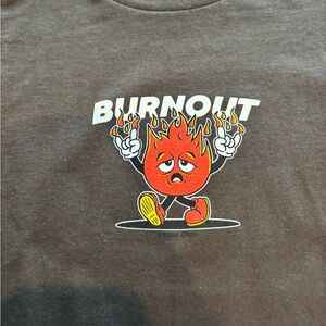 Brown Graphic Tee with Burnout Design